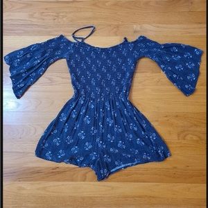 Hollister blue floral romper